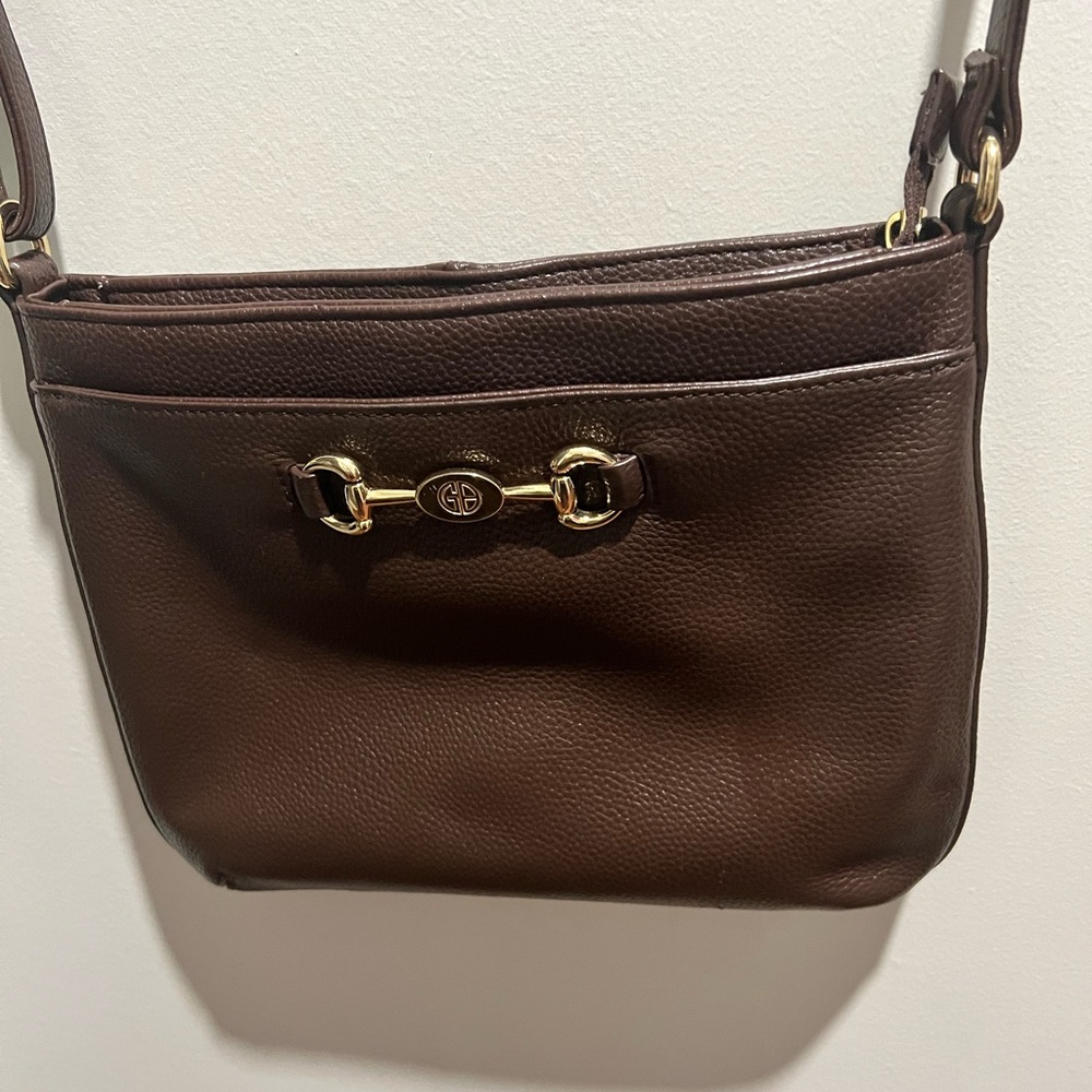 Giani Bernini Dark Brown Shoulder Bag with Gold Accents